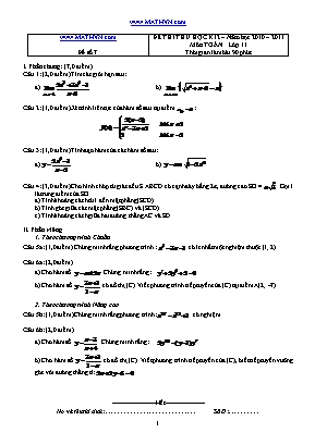 Đề thi thử học kỳ II môn Toán Lớp 11 - Năm học 2010-2011 - Đề số 7 (Có đáp án)